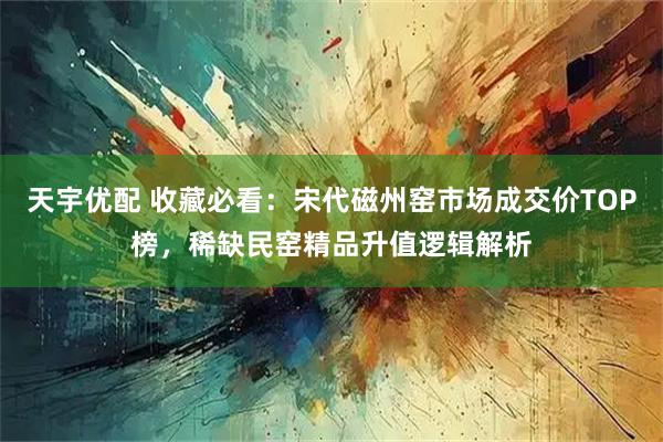 天宇优配 收藏必看：宋代磁州窑市场成交价TOP榜，稀缺民窑精品升值逻辑解析